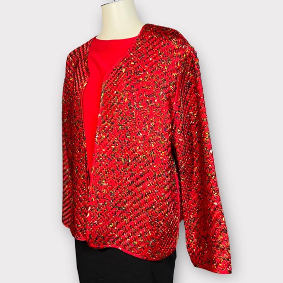 Chico's (L) Woven Silk Jacket - Picture 7 of 10